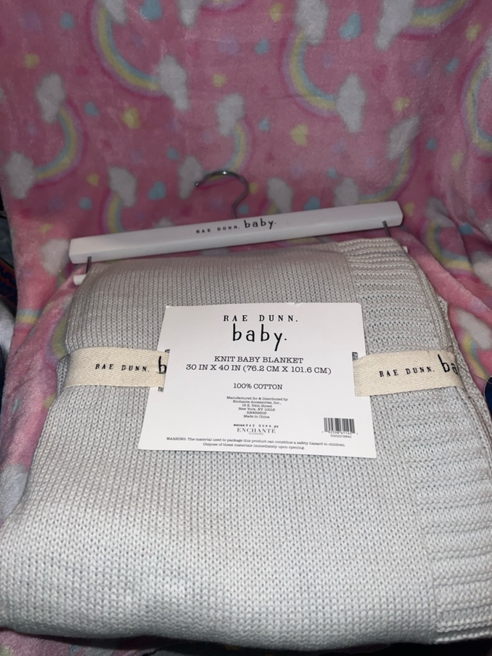 Rae Dunn Baby Knit Blanket in Light Gray
